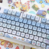 Cute Blue Gradient Spongebob Theme Artisan Keycap Set